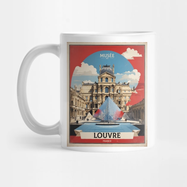 Musee du Louvre France Tourism Vintage Poster by TravelersGems